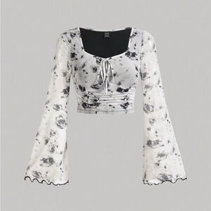 Floral Black and White Women's Top